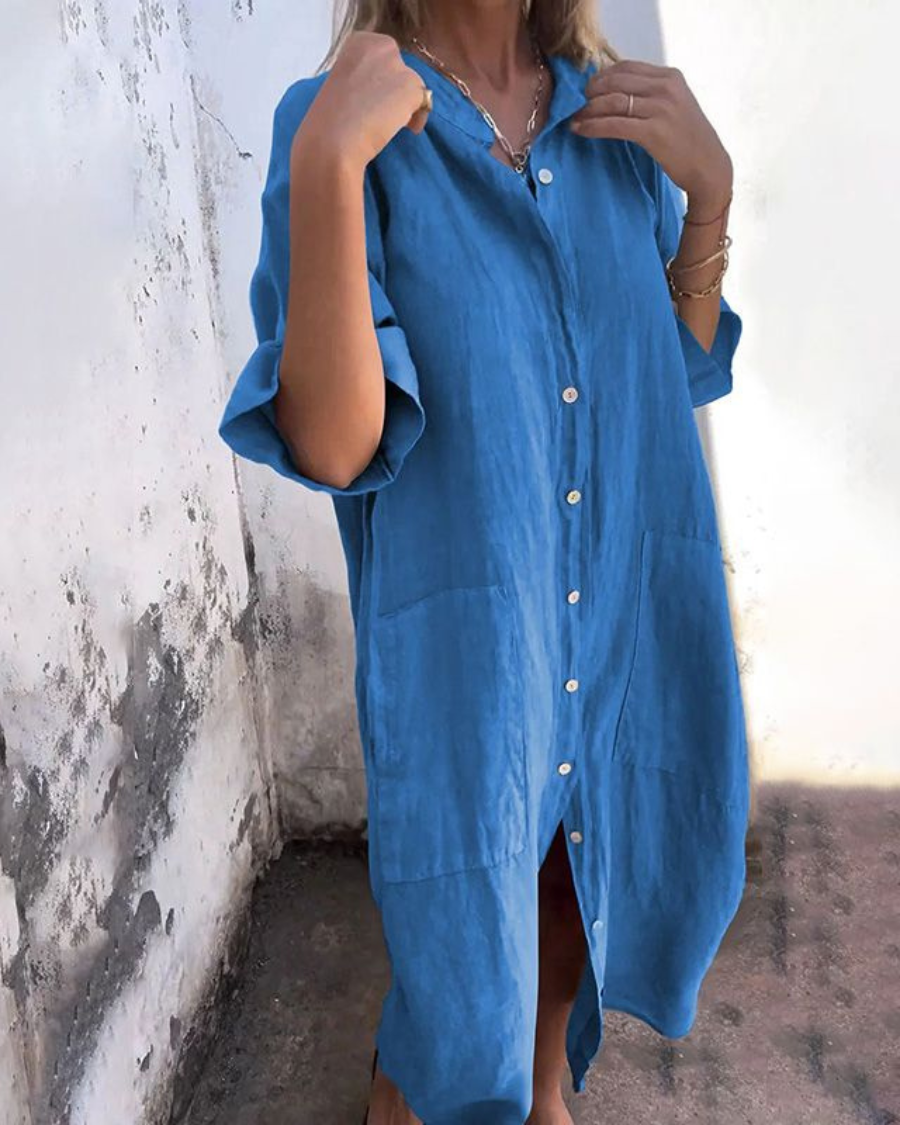 Melanie™ | Ibiza Stil Casual Skjortekjole