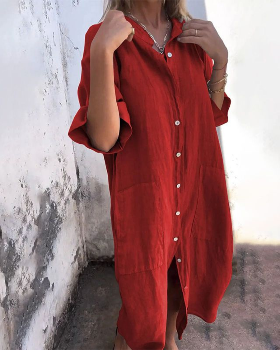 Melanie™ | Ibiza Stil Casual Skjortekjole