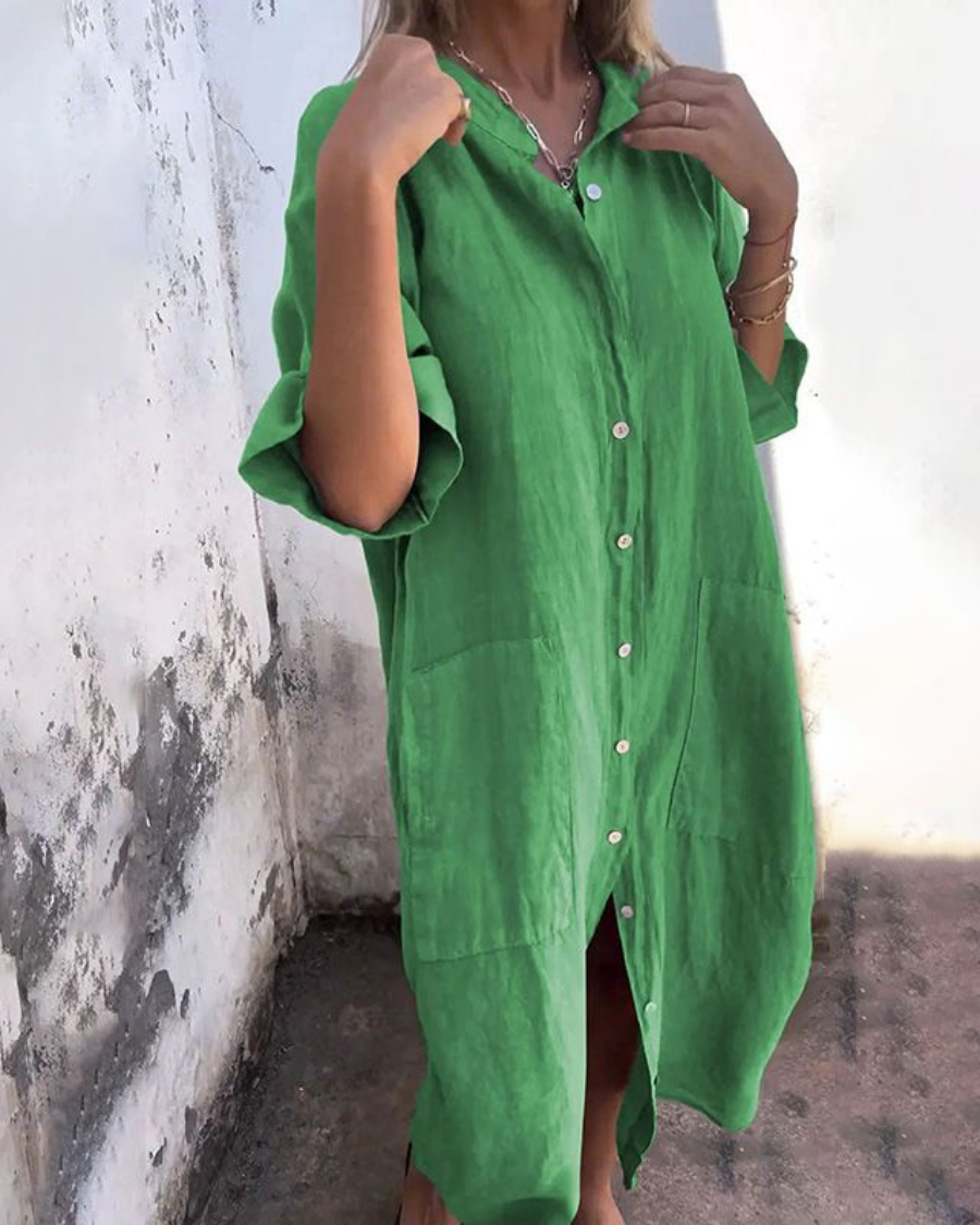 Melanie™ | Ibiza Stil Casual Skjortekjole