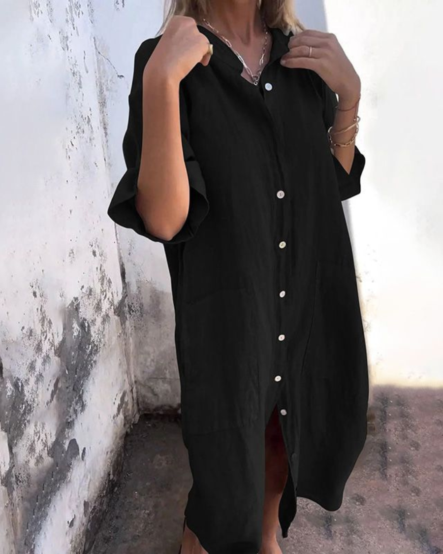 Melanie™ | Ibiza Stil Casual Skjortekjole