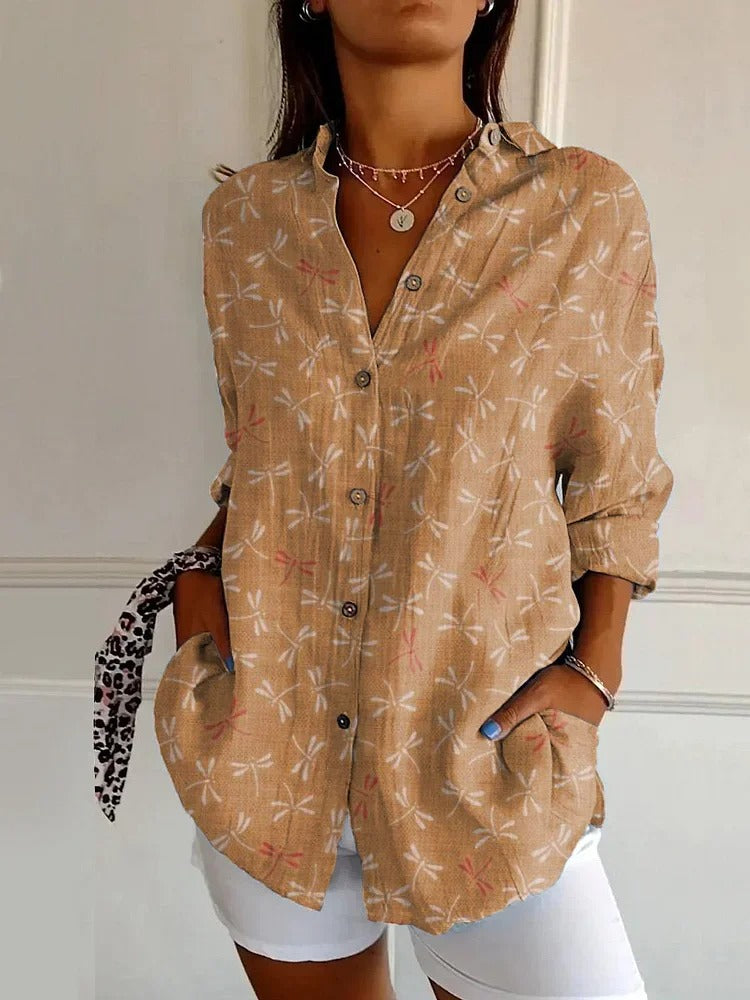 Inger™ | Vintage Blomsterbluse med Lange Ermer