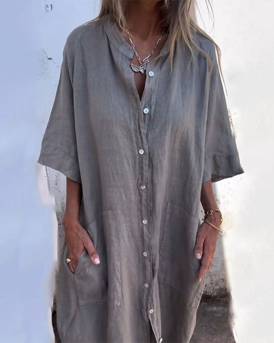 Melanie™ | Ibiza Stil Casual Skjortekjole