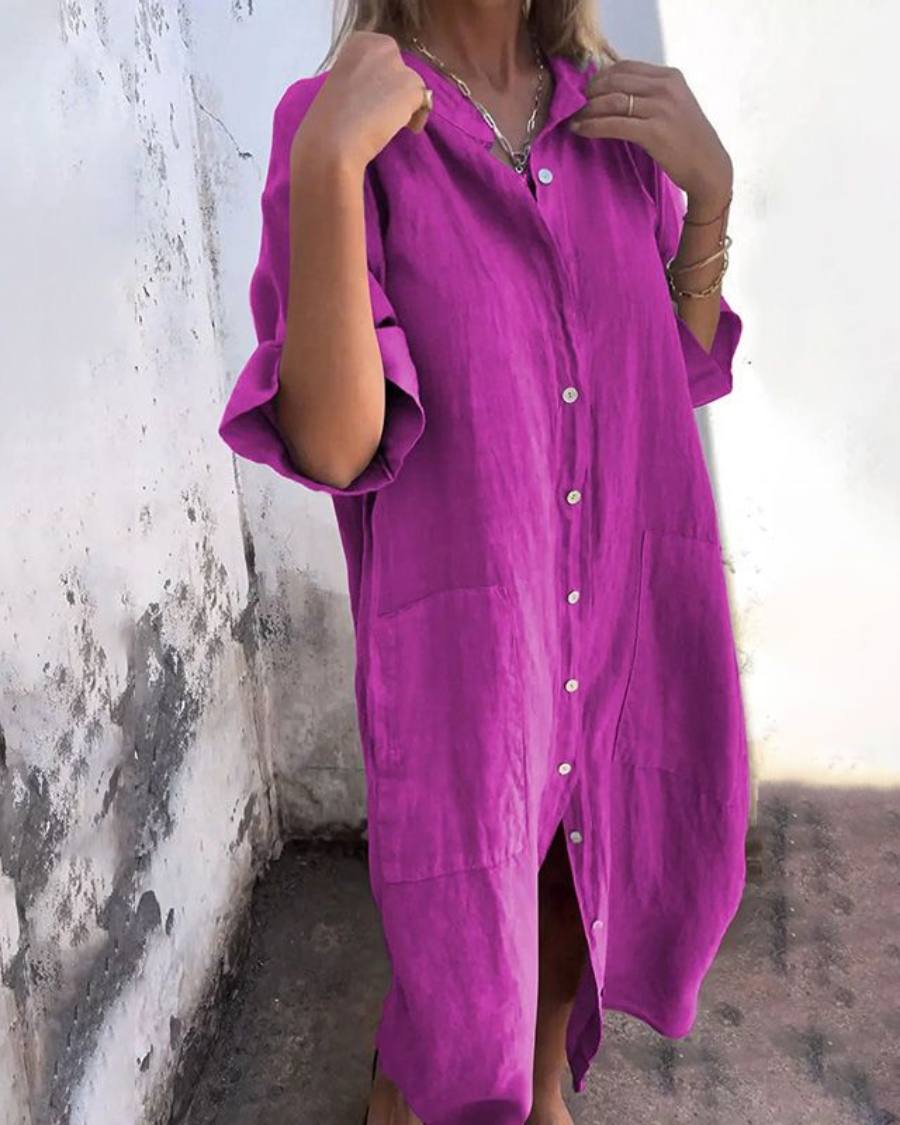 Melanie™ | Ibiza Stil Casual Skjortekjole