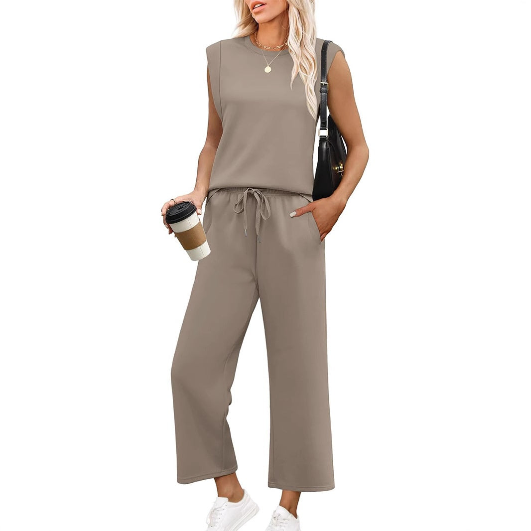 Sara™ | Cap sleeve-topp & vide crop-bukser